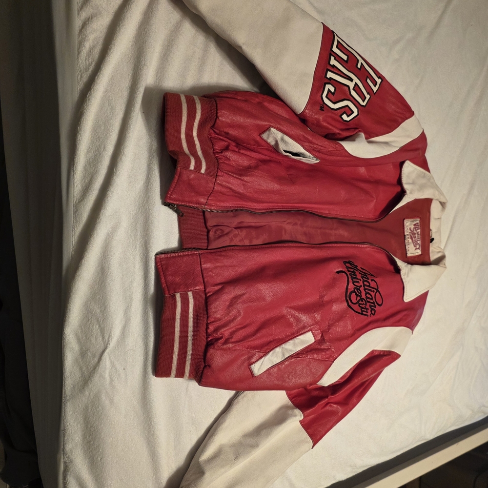 Vintage IU Indiana University Varsity Bomber Jacket Size 2XL Genuine Leather